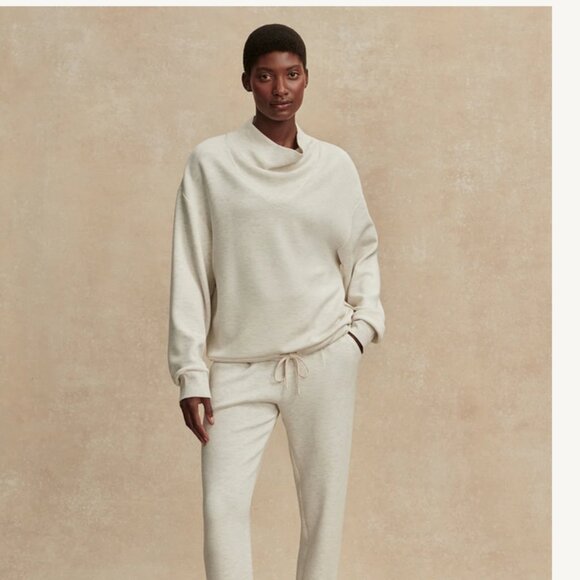 Varley Betsy DoubleSoft Sweatshirt, Size Large, Ivory Marl - Picture 1 of 8